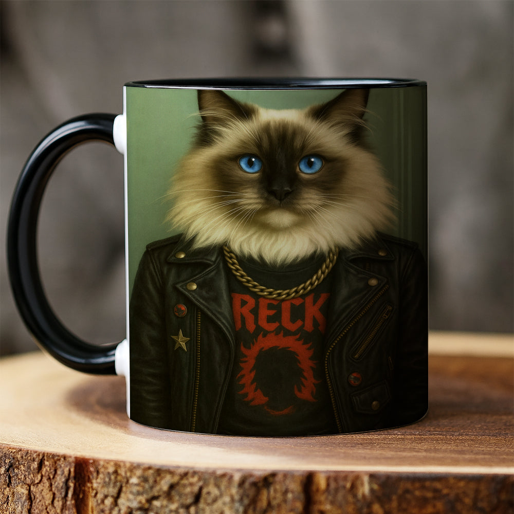 Custom Photo Rock n Roll Cat Mug_ Gift For Cat Lovers