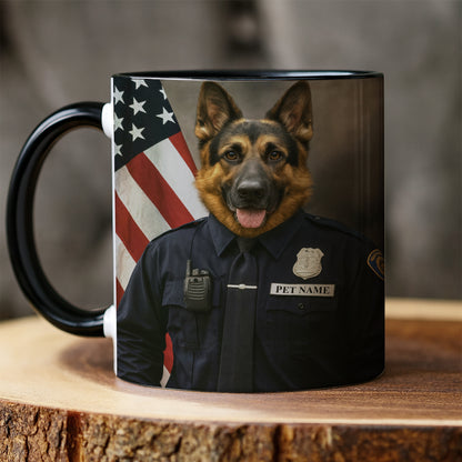 Custom Dog Photo Policeman Mug _ Gift For Dog Lovers