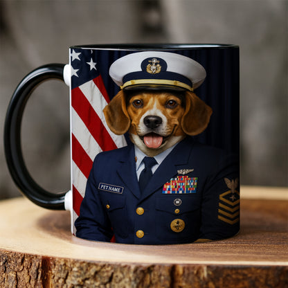 Custom Dog Photo Us Navy Mug _ Gift For Dog Lovers