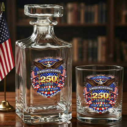 250 Years Whiskey Decanter Set 1776-2026 Patriotic American Gift for Independence Day THUC99