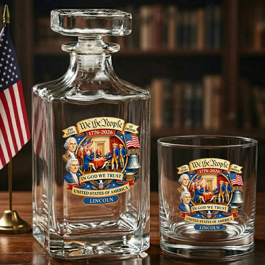 Custom Name We The People Whiskey Decanter Set, Patriotic Gift THUC99