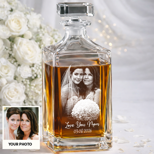 Custom Photo Mom And Daughter Whiskey Decanter Set, Personalized Family Gift THUC99