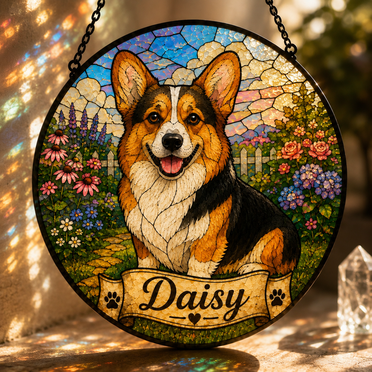 Custom Photo Dog Stained Glass Suncatcher – Custom Dog Lover Gifts | Gift For Dog Lover