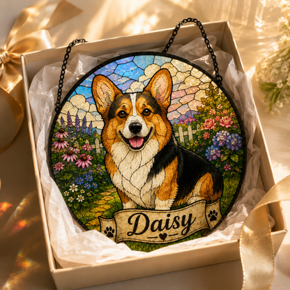 Custom Photo Dog Stained Glass Suncatcher – Custom Dog Lover Gifts | Gift For Dog Lover