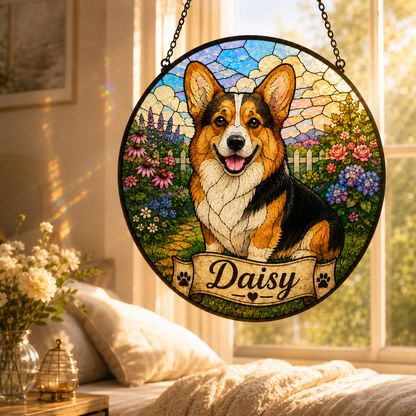 Custom Photo Dog Stained Glass Suncatcher – Custom Dog Lover Gifts | Gift For Dog Lover