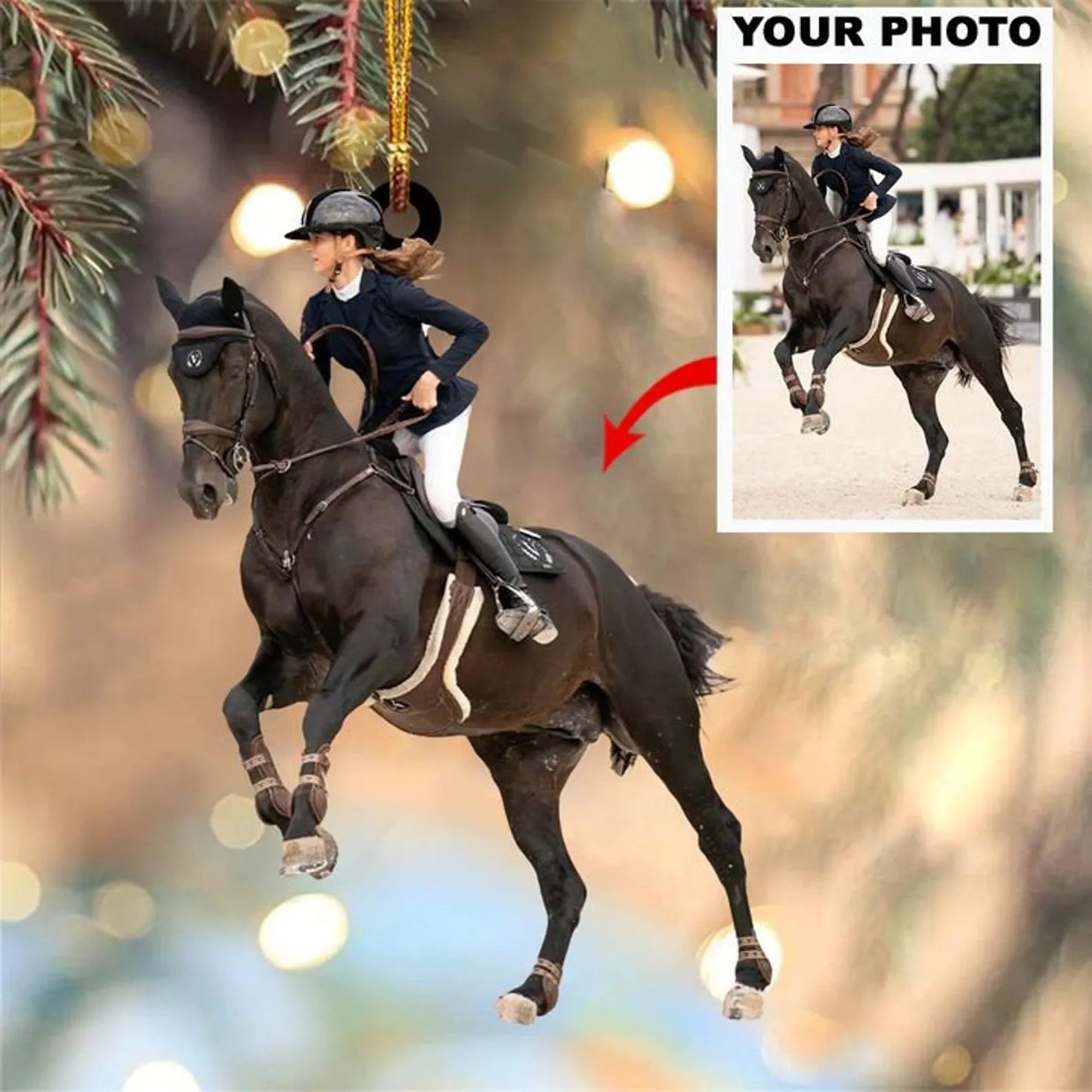 Custom Photo Equestrian Ornament | Personalized Horse Rider Acrylic Christmas Tree Decoration Gift THH21