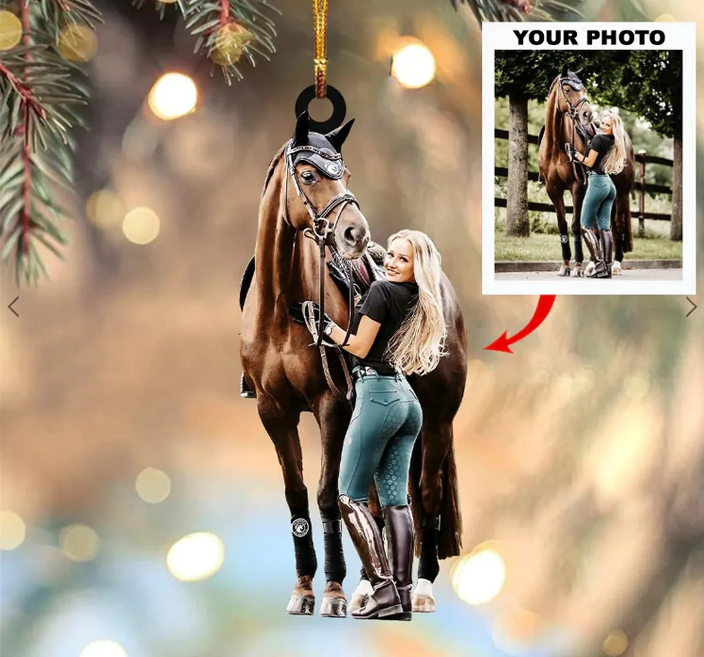 Custom Photo Equestrian Ornament | Personalized Horse Rider Acrylic Christmas Tree Decoration Gift THH21