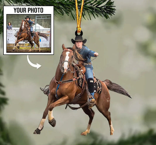 Custom Photo Equestrian Ornament | Personalized Horse Rider Acrylic Christmas Tree Decoration Gift THH21
