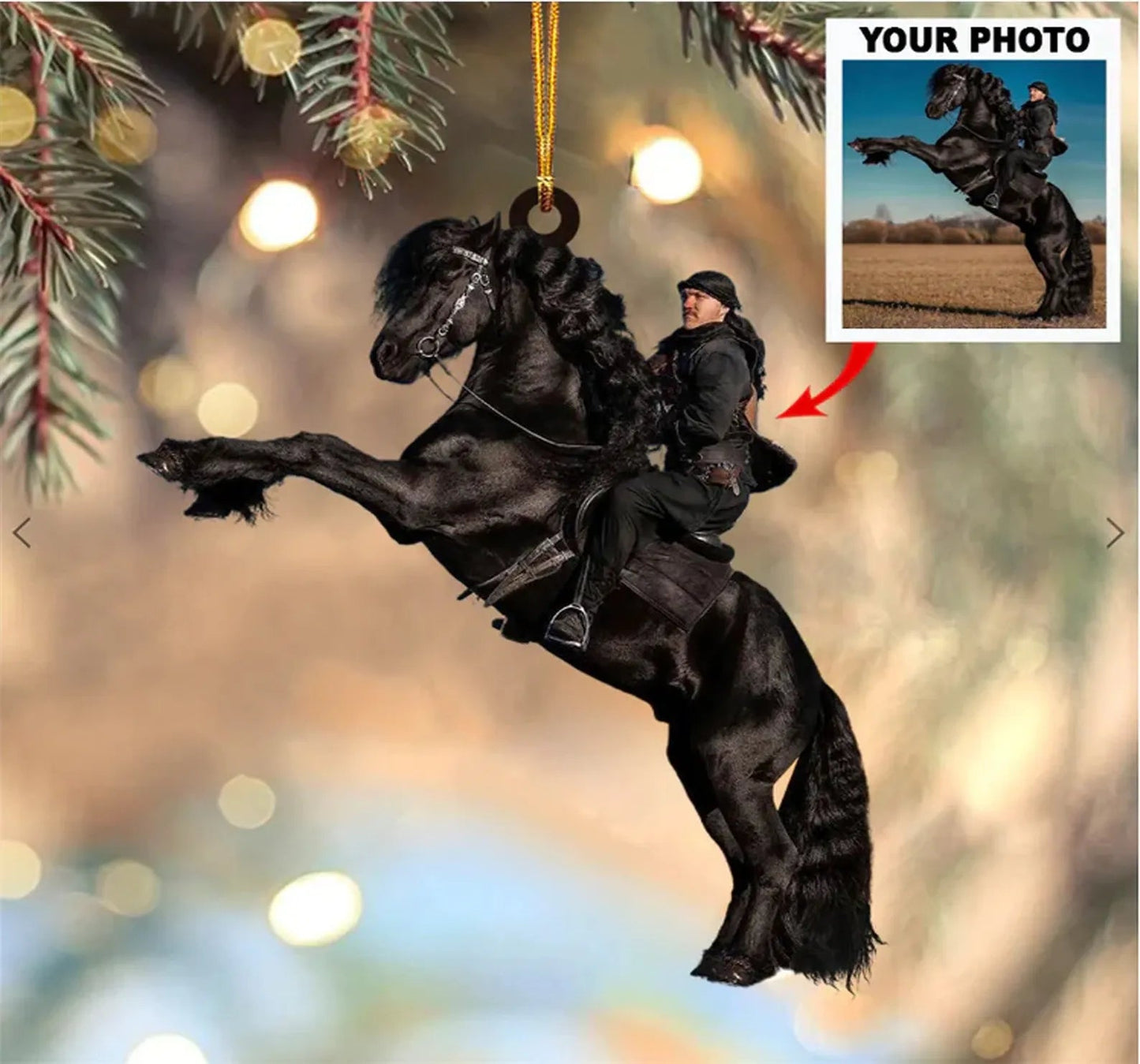 Custom Photo Equestrian Ornament | Personalized Horse Rider Acrylic Christmas Tree Decoration Gift THH21