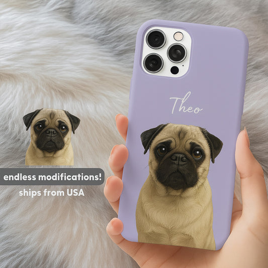 Custom Pet Photo Portrait Phone Case – Dog Face Print Case, Gift for Animal Lovers, Pet Loss Keepsake THUC99
