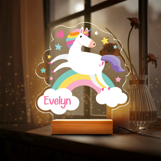 Aeluxlas Custom Unicorn Led Night Personalized Name Unicorn Acrylic Night Light Kids Bedroom Decor