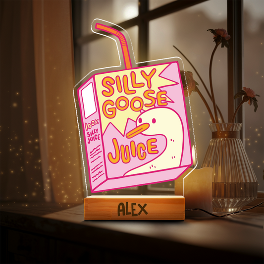 Aeluxlas Personalized Silly Goose Juice Night Light, Silly Goose Juice Approved Meme, Funny Birthday Gift, Funny Led Light