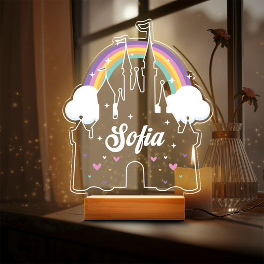 Aeluxlas Personalized Princess Castle Night Light - Custom LED Lamp for Kids, Perfect Gift for Princess Lovers, Unique Room Decor,Nightlight for Girl