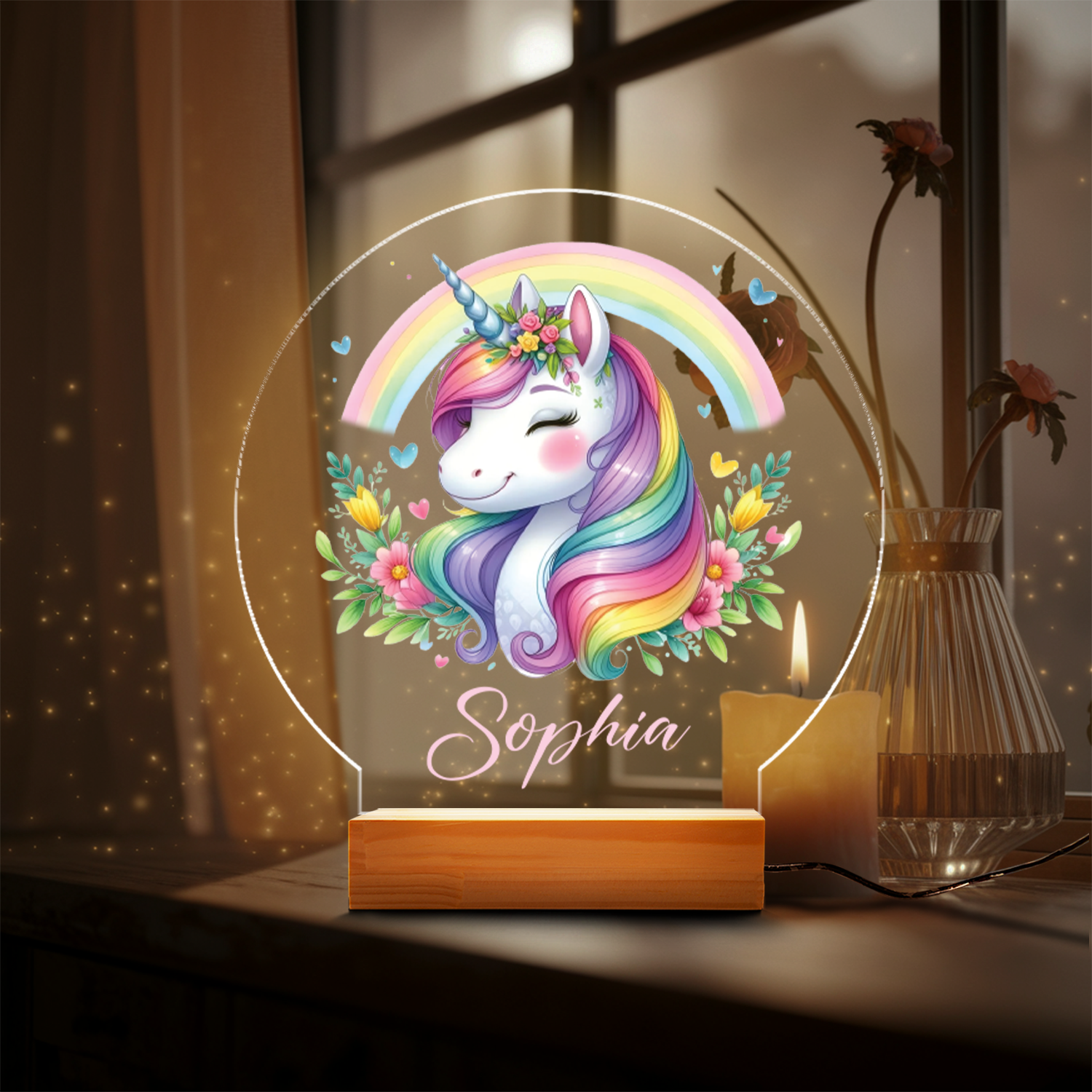 Aeluxlas Personalized Unicorn Night Light - Custom LED Lamp for Kids, Perfect Gift for Unicorn Lovers, Unique Room Decor,Magical Nightlight for Girls
