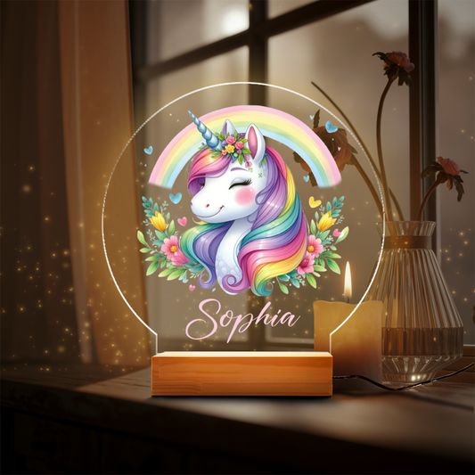 Aeluxlas Personalized Unicorn Night Light - Custom LED Lamp for Kids, Perfect Gift for Unicorn Lovers, Unique Room Decor,Magical Nightlight for Girls