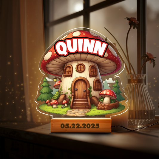 Aeluxlas Personalized Fairy Garden Mushroom House, Birthday Gift, Nursery Gifts, Kids Gift
