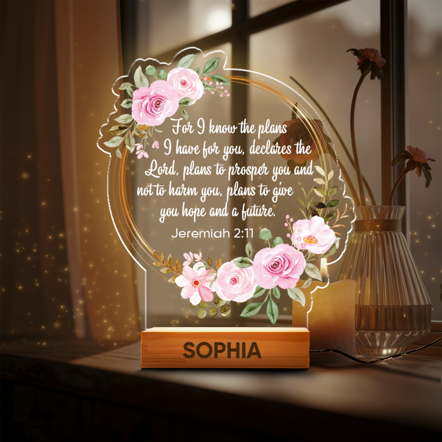 Aeluxlas Personalized Bible Verse LED light, Custom Favorite Bible Verse Gift, Christian Home Decor, Faith Based Decor, Religious LED Light