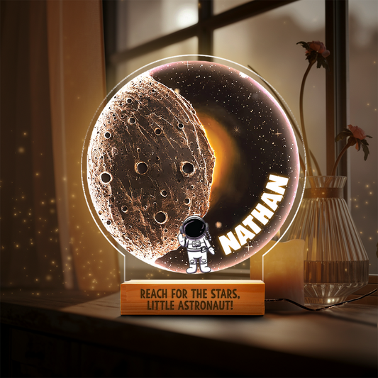 Aeluxlas Personalized Moon Astronaut, Baby Gifts, Nursery Boy, birth Gift Boy, Lamp Astroanaut, Led Lamp Boy