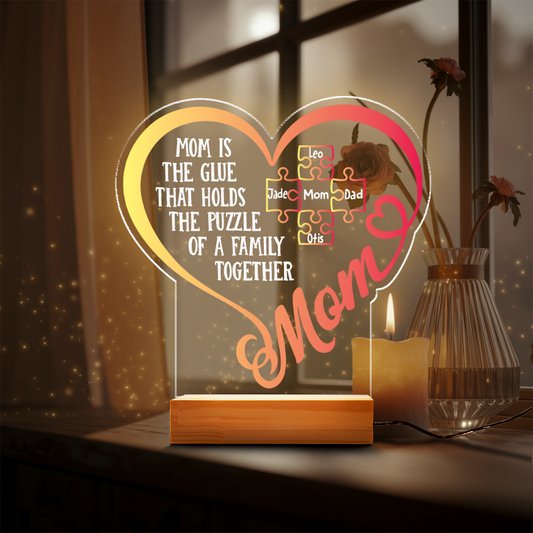 Aeluxlas Personalized Mother's Day Love Puzzle Night Light, Mother's Day Gift For Mom Grandma