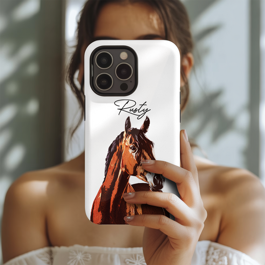 Custom Pet Photo Phone Case, Custom Horse Face Phone Case, Gift for Horse Lover, Pet Memorial, Animal Lovers TNGP013