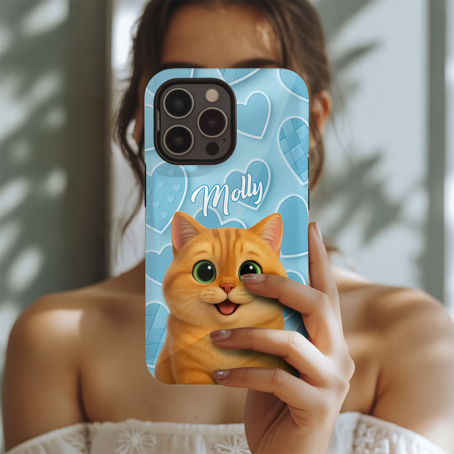 Custom Pet Cat Cartoon Phone Case – Personalized Gift for Cat Owners – Dog Lover, Cat Lover Case THUC99M11