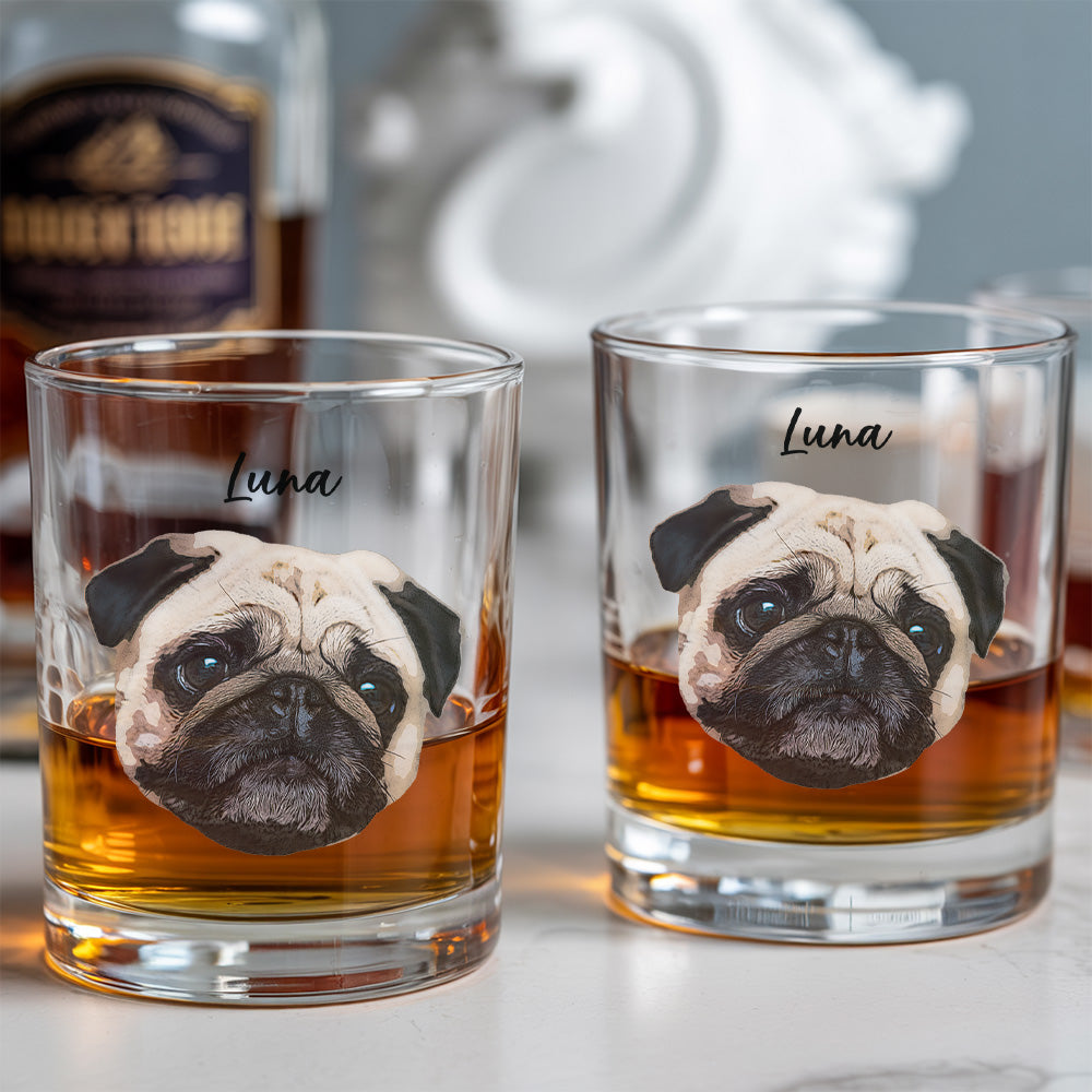Custom Dog Lover Whiskey Glass – 11oz Personalized Photo Gift for Pet Owners THUC99WI05