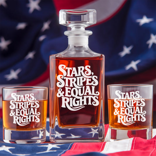 Stars, Stripes & Equal Rights Whiskey Decanter Set – 4th of July Gift THUC99DI03