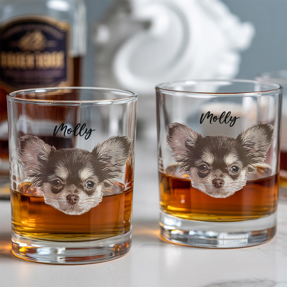 Custom Dog Lover Whiskey Glass – 11oz Personalized Photo Gift for Pet Owners THUC99WI04