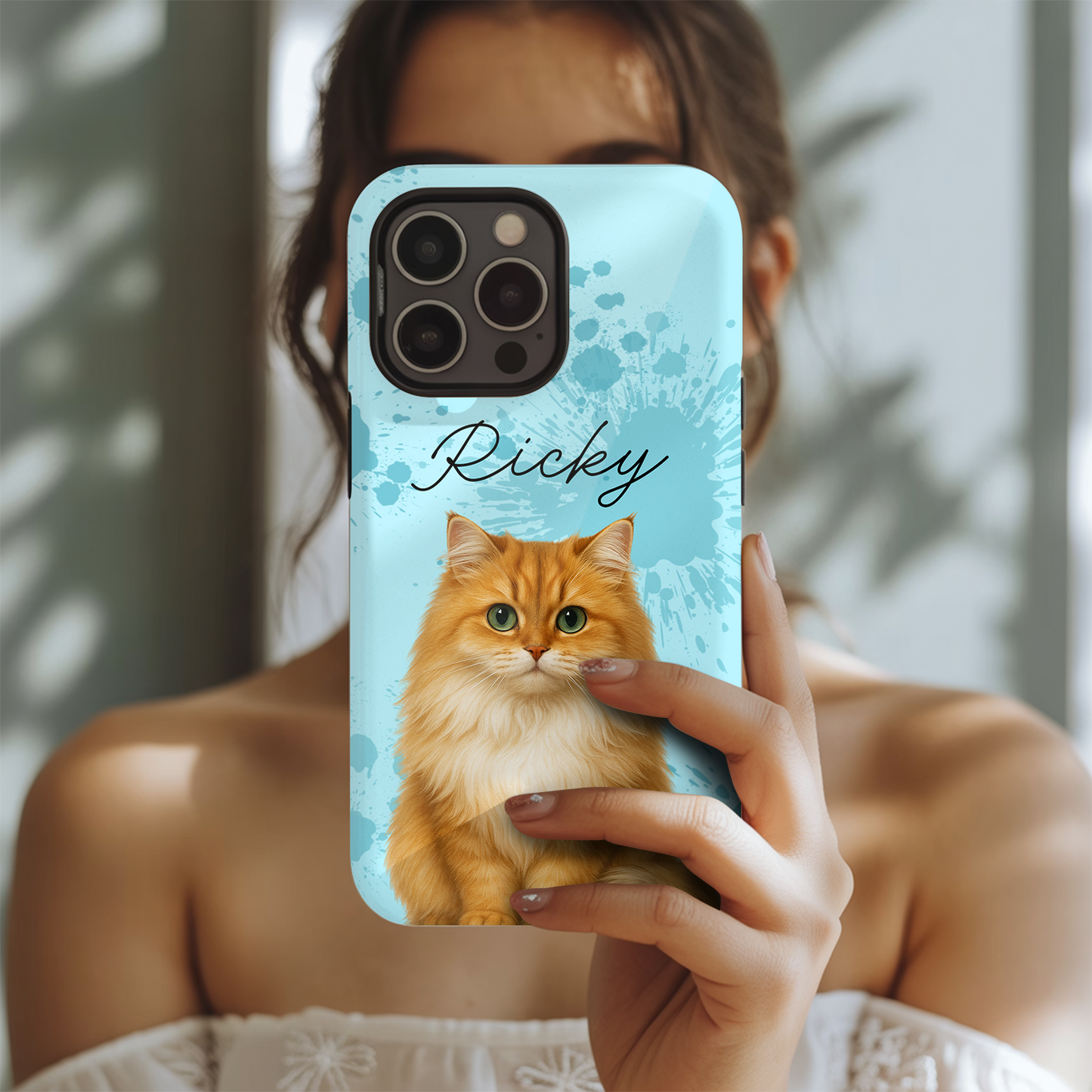 Custom Pet Cat Cartoon Phone Case – Personalized Gift for Cat Owners – Dog Lover, Cat Lover Case THUC99M15