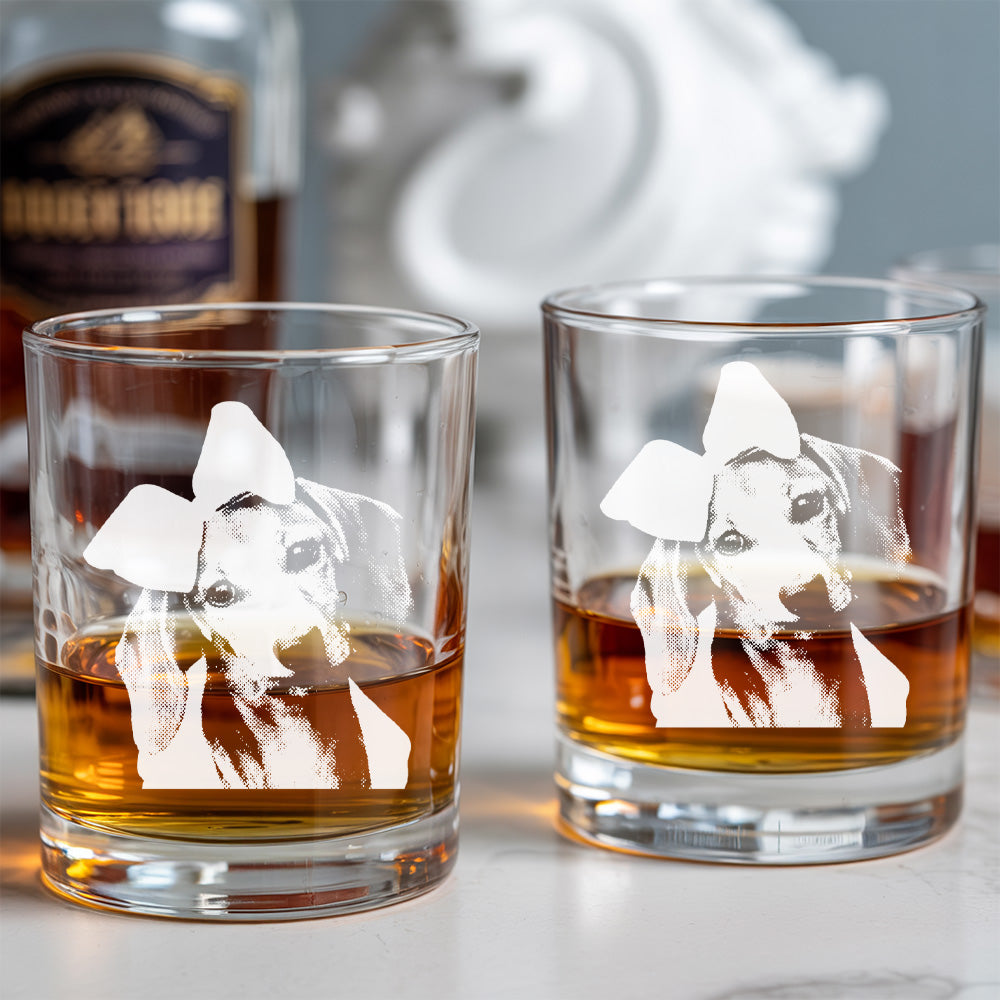 Personalized Dog Photo Whiskey Glass 11oz – Custom Name Engraved Gift for Dog Lovers THUC99WP04