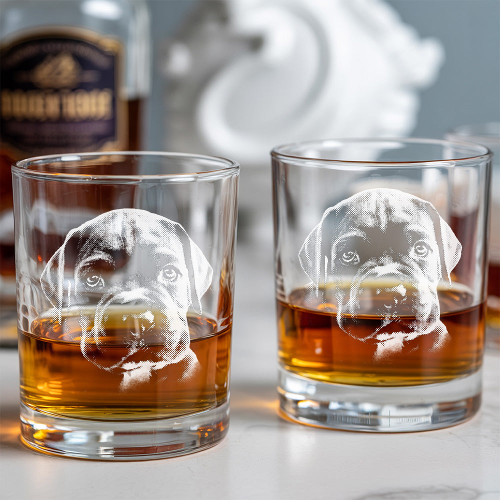 Personalized Pet Portrait Whiskey Glass – Custom Dog Photo - Custom Name Gift 11oz THUC99WP02