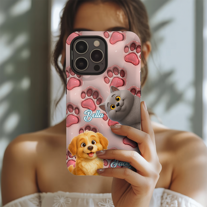 Custom Pet Cat Phone Case – Personalized Animal Lover Gift - Custom Photo Pet Cartoon Design Gifts THUC99M03