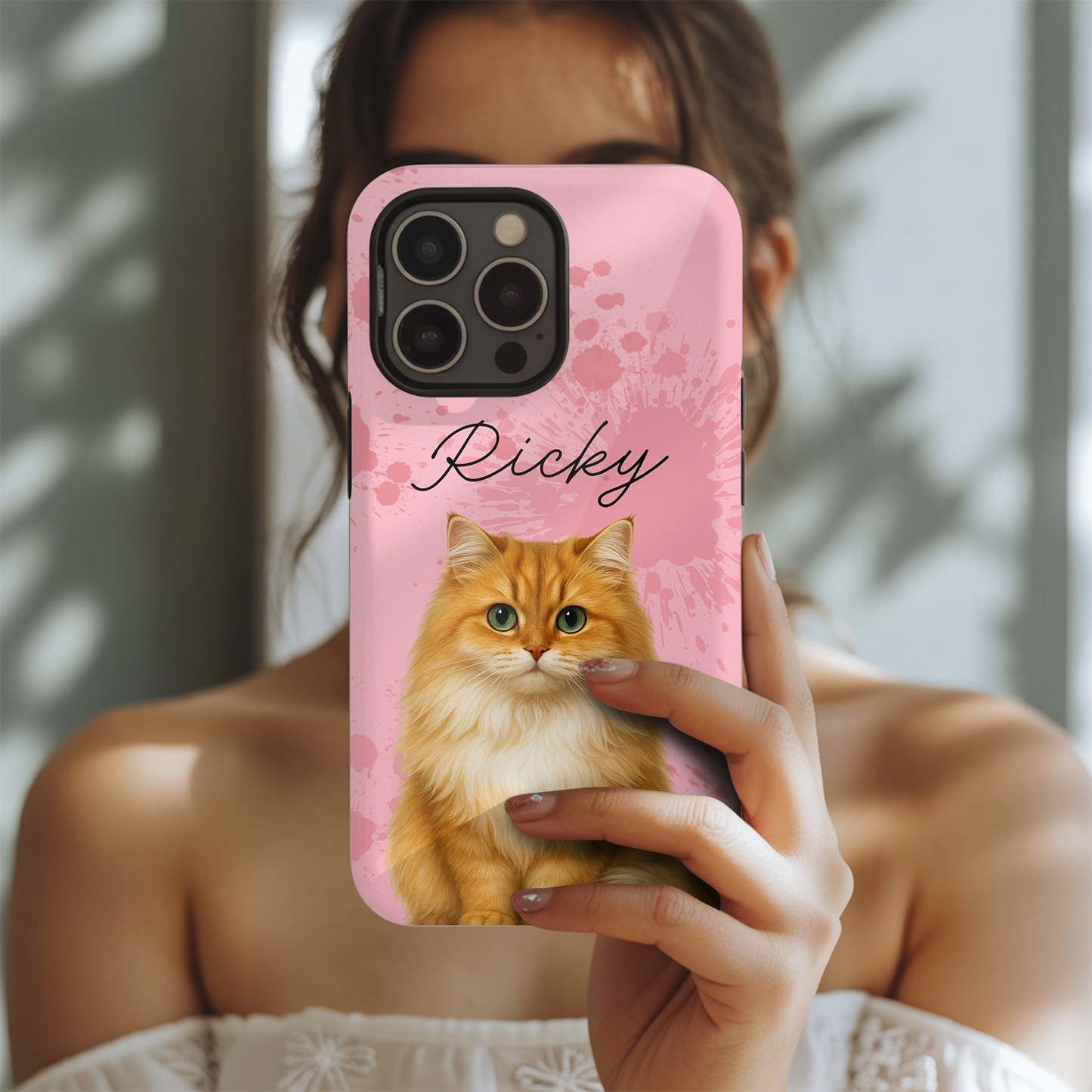 Custom Pet Cat Cartoon Phone Case – Personalized Gift for Cat Owners – Dog Lover, Cat Lover Case THUC99M15