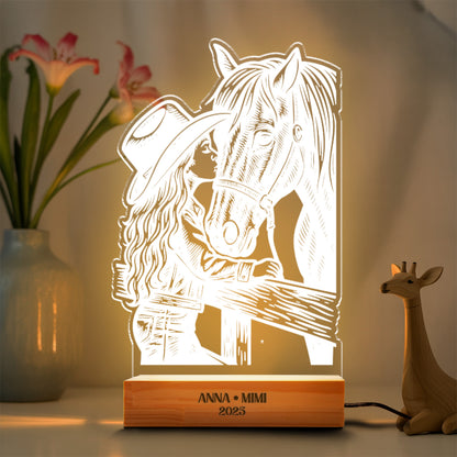 Custom Horse Portrait Night Light, Personalized Pet Lovers Gifts, Personalized Pet Memorial LED Night Light