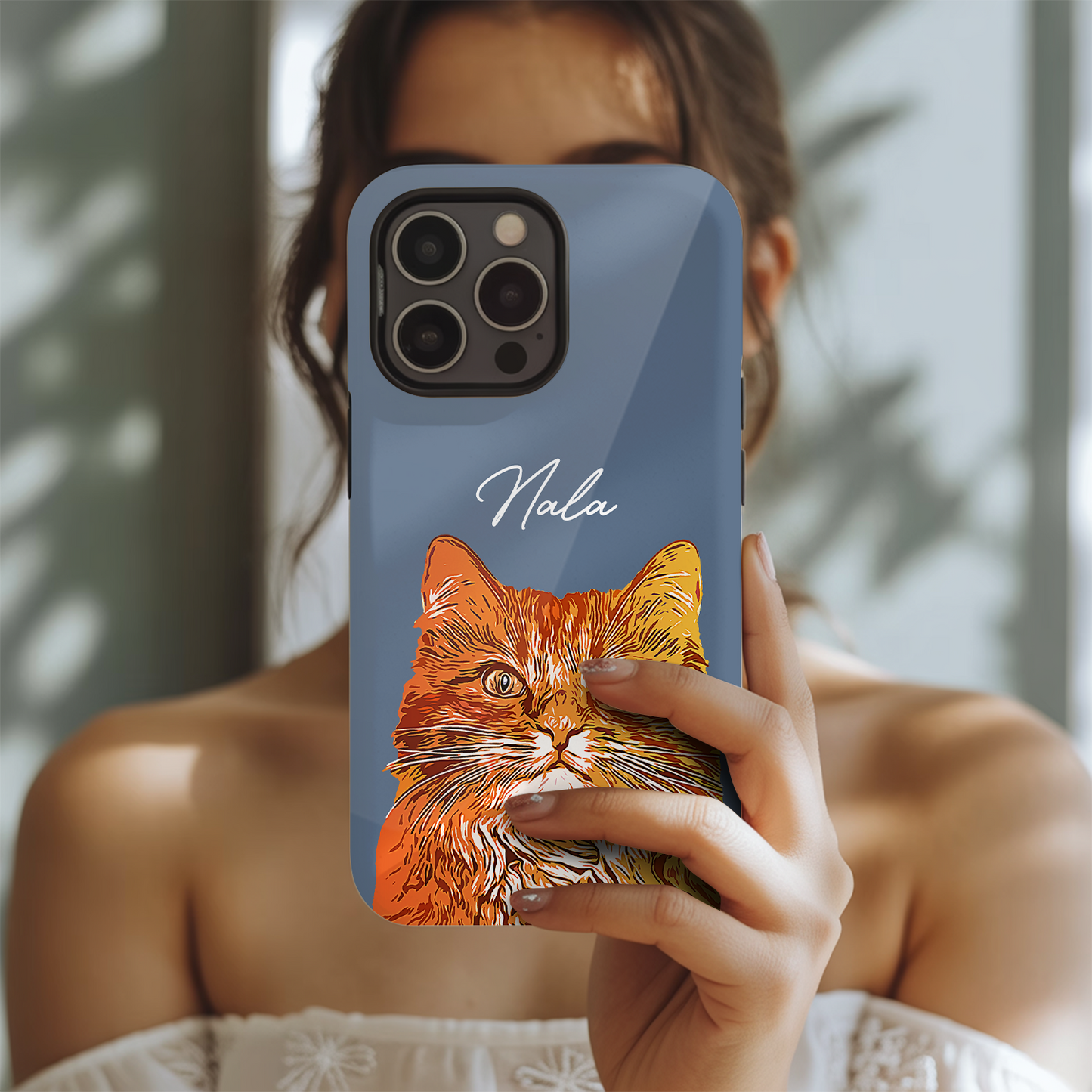 Custom Pet Photo Phone Case, Custom Cat Face Phone Case, Gift for Cat Lover, Pet Memorial, Animal Lovers TNGP003