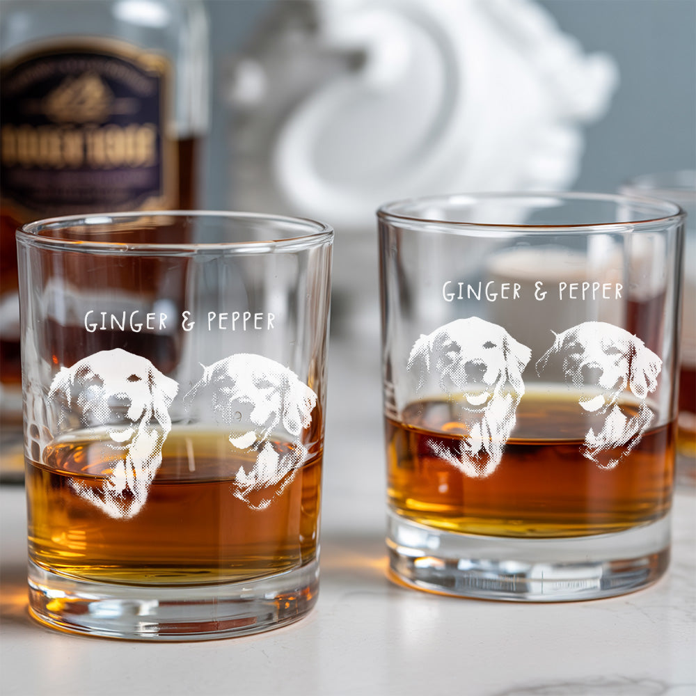 Custom Photo With Name Dog Whiskey Glass 11oz – Personalized Pet Friends Portrait – Gift for Dog Moms & Dads THUC99WP01