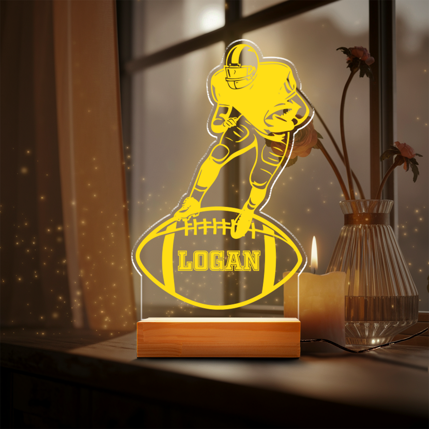 TNN051 Personalized Football Player LED Gift, LED Night Light Room Decor, Kids Football Led Room Night Light Lamp