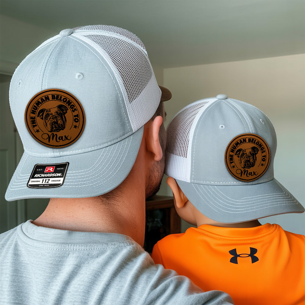 Custom Dog Photo Engraved Kids Hat Leather Patch, Kids Custom Hats, Custom Infant Toddler Kids Youth Trucker Hat TNNK01