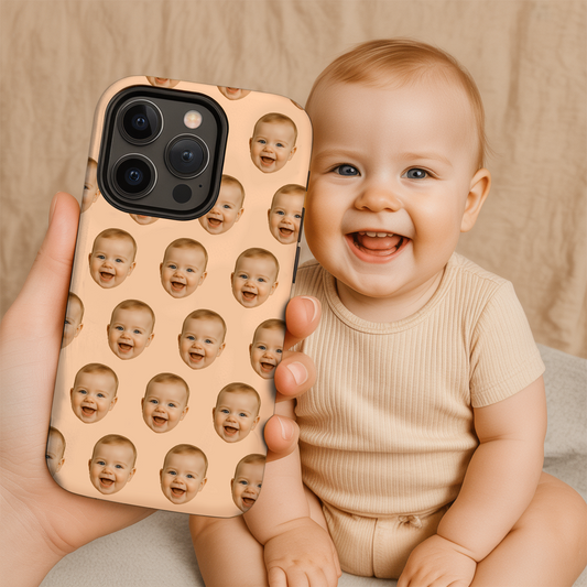 Personalized Baby Face Phone Case – Custom Repeating Baby Photo Pattern, Gift for New Moms & Dads THUC9910