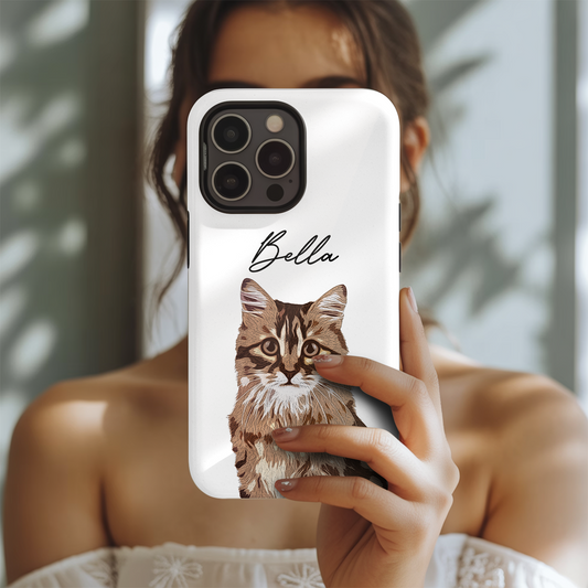 Custom Pet Photo Phone Case, Custom Cat Face Phone Case, Gift for Cat Lover, Pet Memorial, Animal Lovers TNGP010