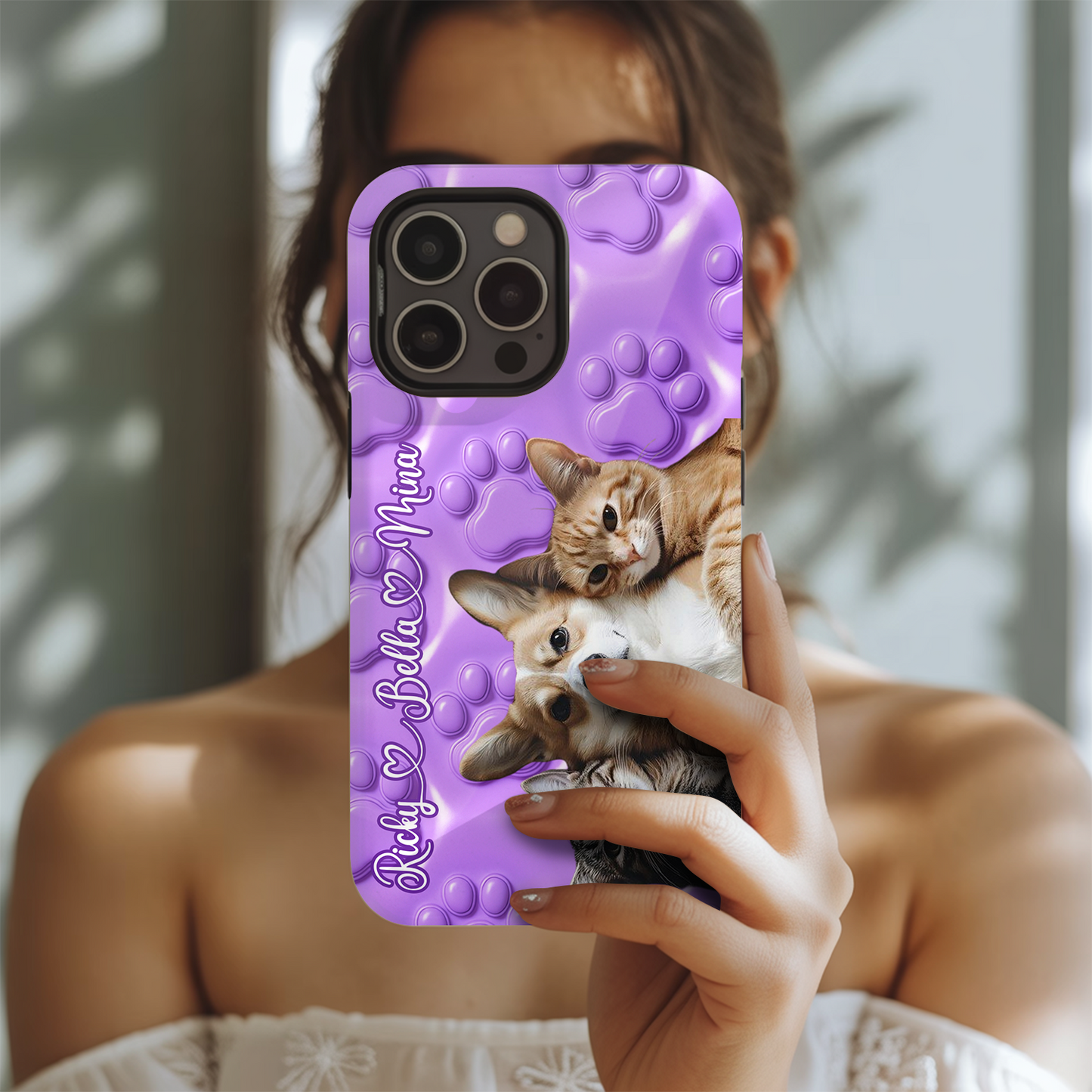 Custom Pet Cat Phone Case – Pet Portrait Case for Cat Dads and Moms – Custom Gift Idea THUC99M17