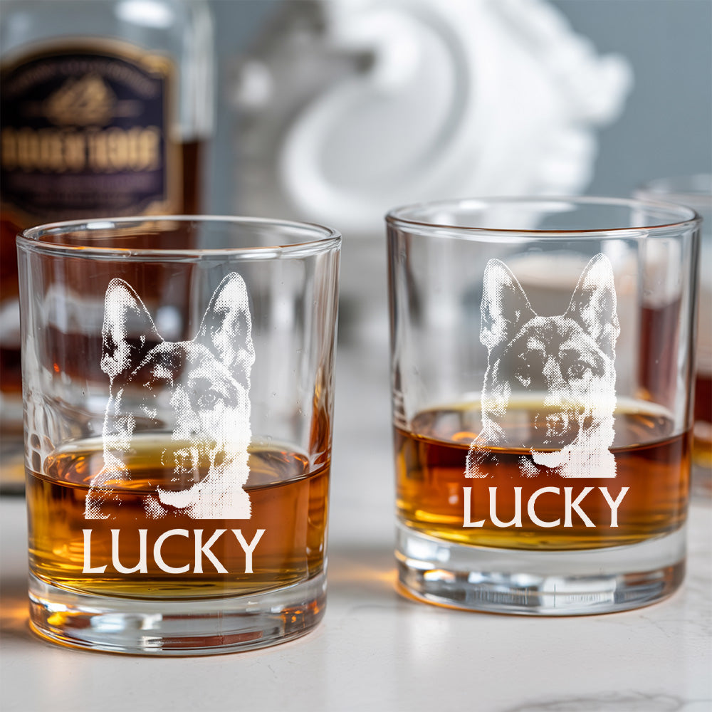 Custom Dog Portrait Whiskey Glass – 11oz Engraved Gift for Pet Owners & Dog Lovers THUC99WP05