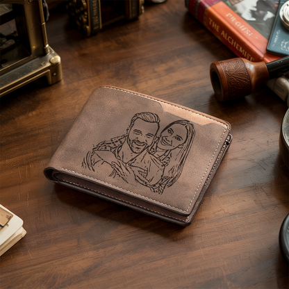 TNW001 Personalized Custom Photo Mens Wallet, Engraved Picture Wallet, Memory Gift, Anniversary Gifts for Him, Father's Day Gift, Gift For Dad