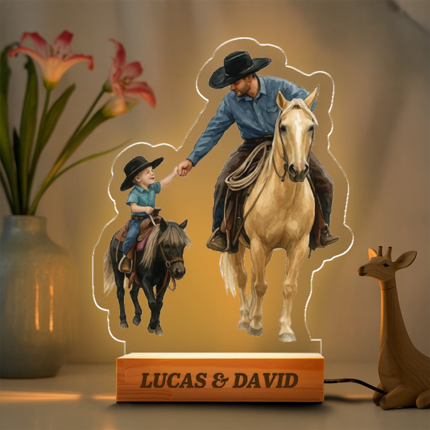 Custom Horse Portrait Night Light, Personalized Pet Lovers Gifts, Personalized Pet Memorial LED Night Light