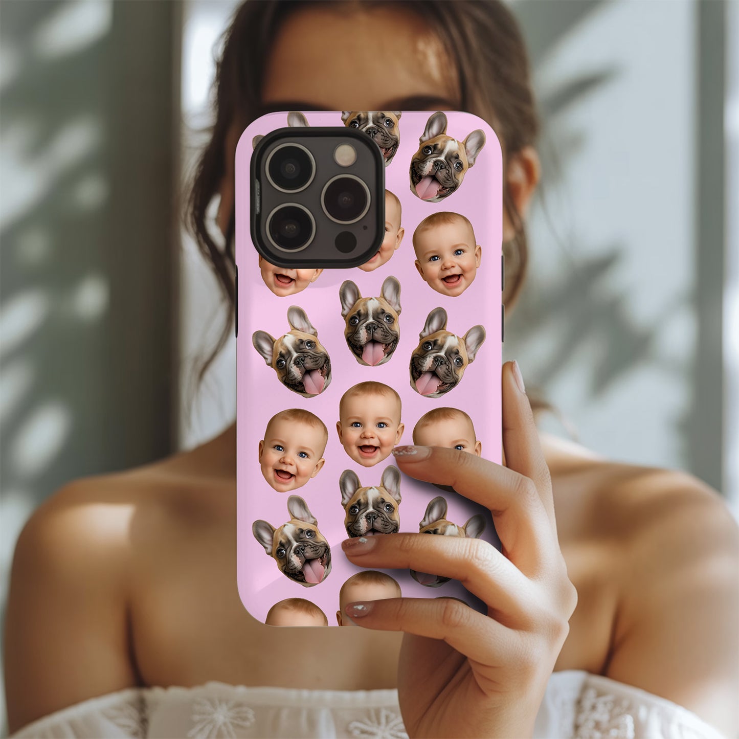 Custom Photo Baby Face Case for iPhone & Samsung – Cute Baby Pattern, Custom Phone Gift for Family THUC999