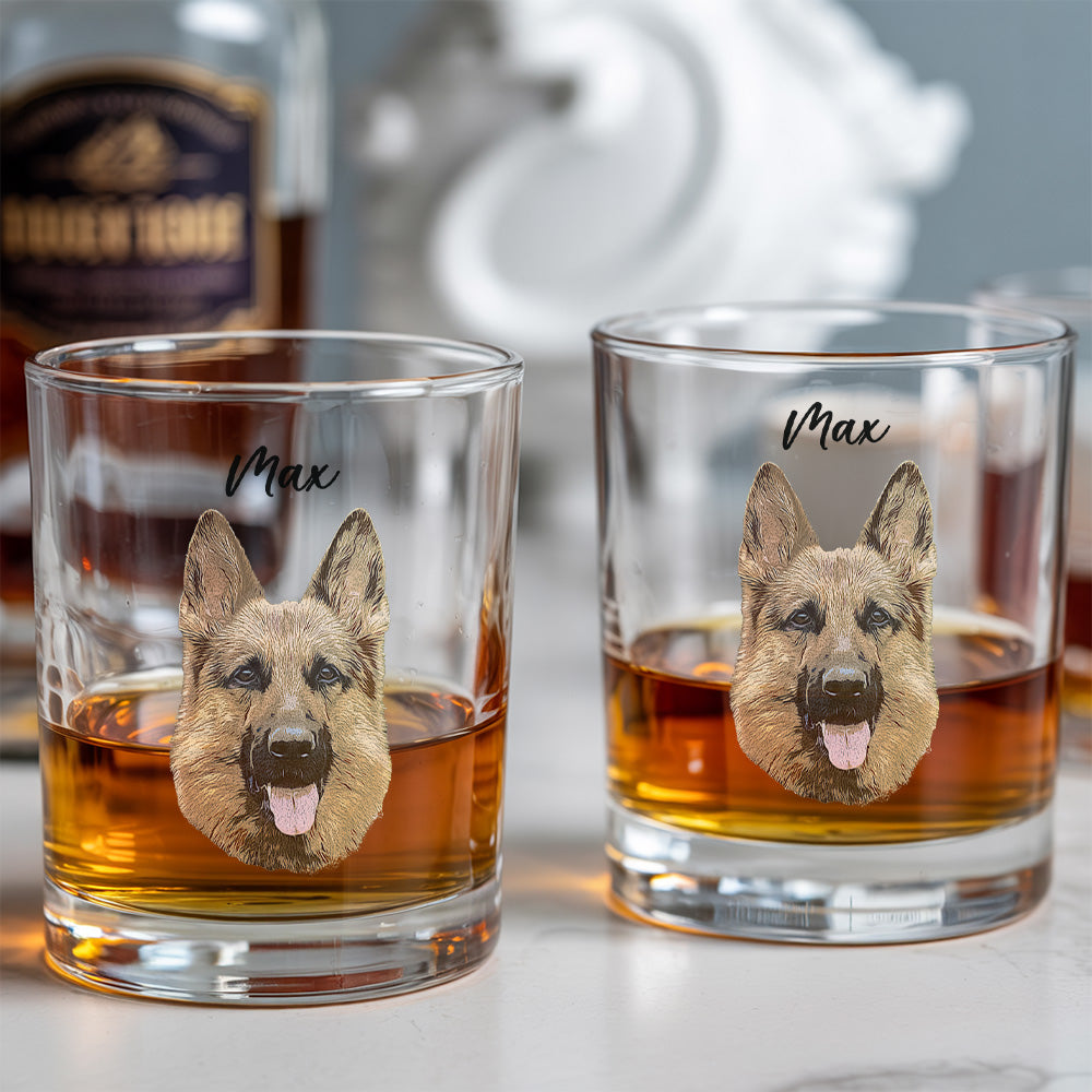 Custom Photo Dog Whiskey Glass – Personalized Dog Cat Wine Glass And Pint Glass Memorial Gifts for Pet Owners THUC99WI06