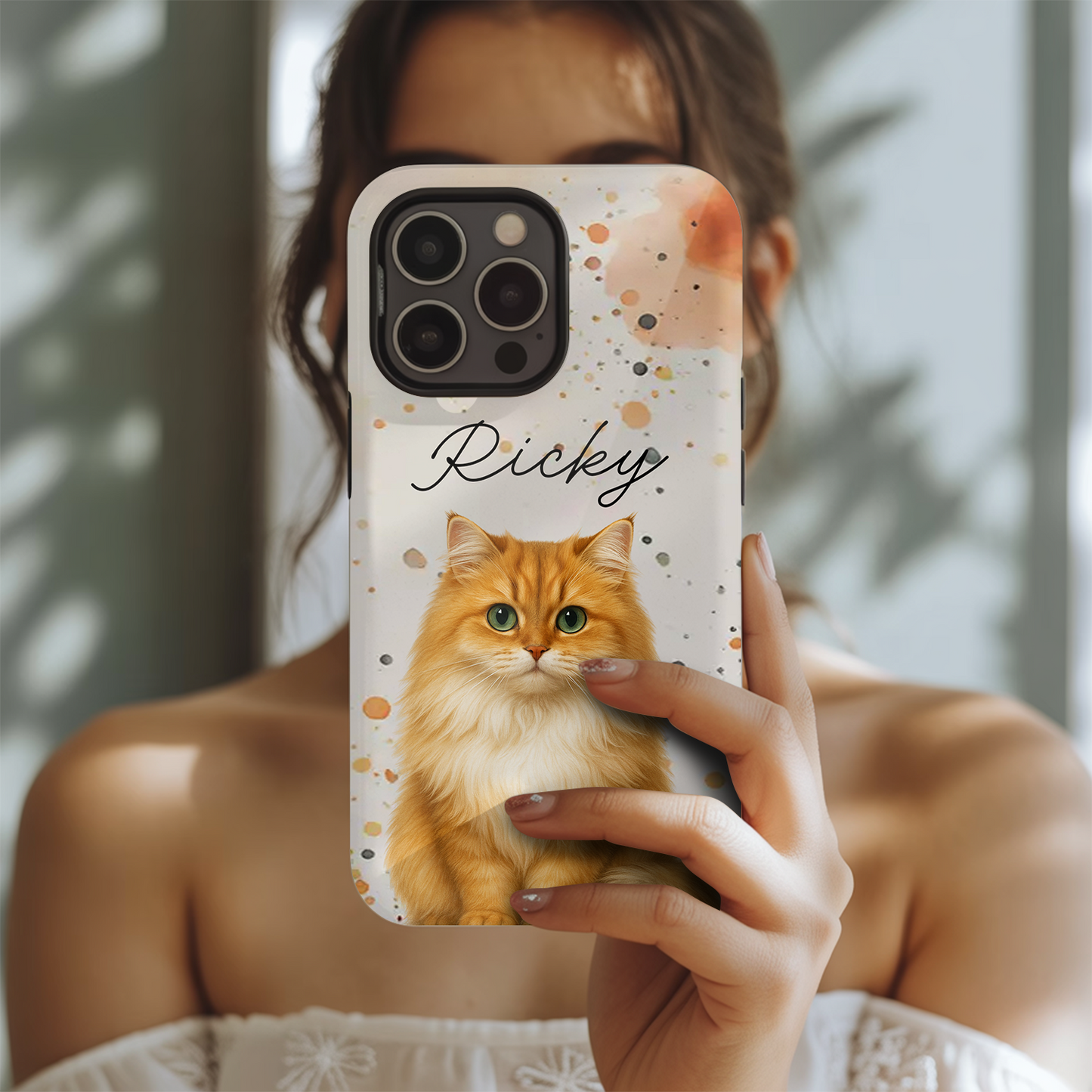 Custom Pet Cat Cartoon Phone Case – Personalized Gift for Cat Owners – Dog Lover, Cat Lover Case THUC99M15