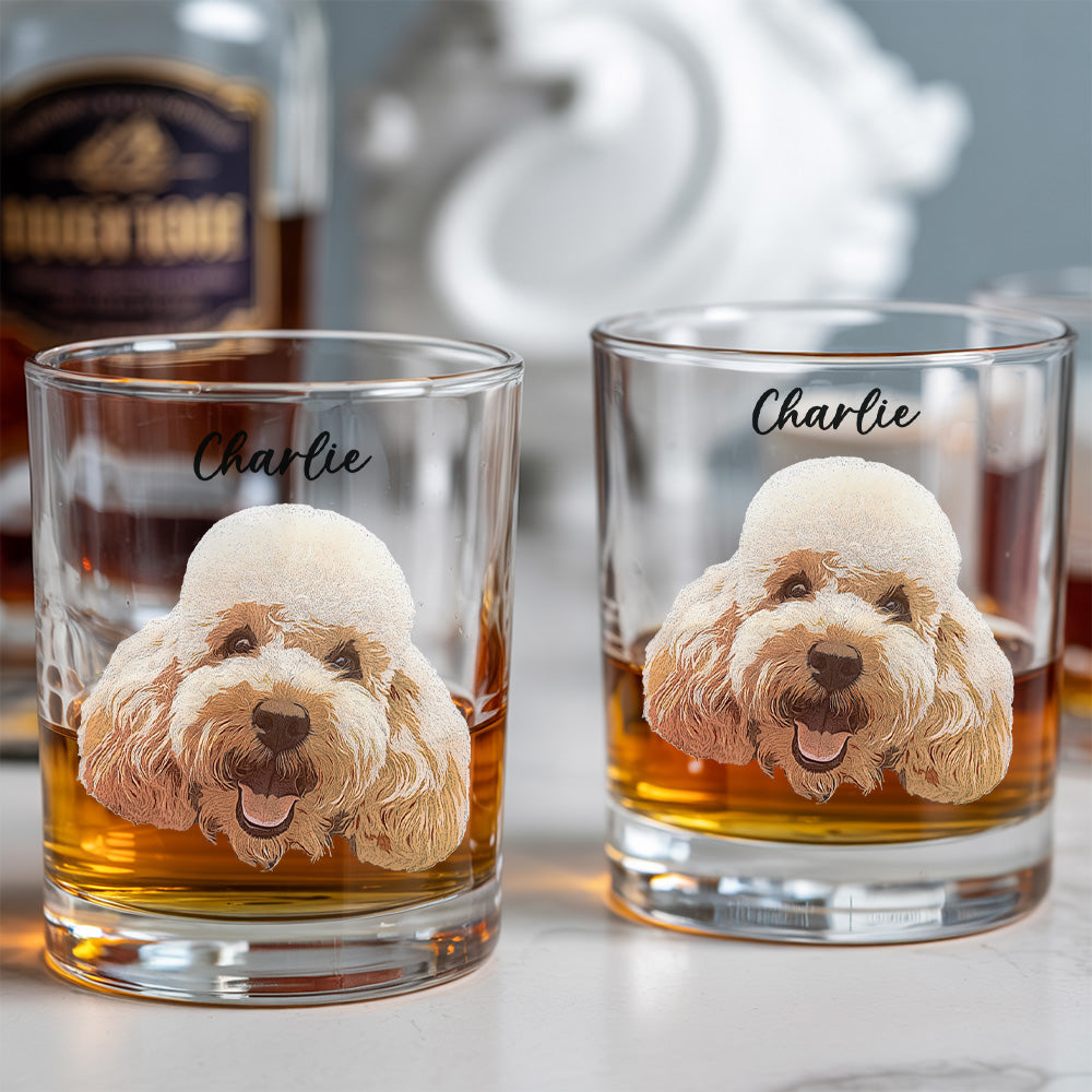 Custom Dog Photo Whiskey Glass 11oz – Personalized Gift for Dog & Cat Owners THUC99WI03