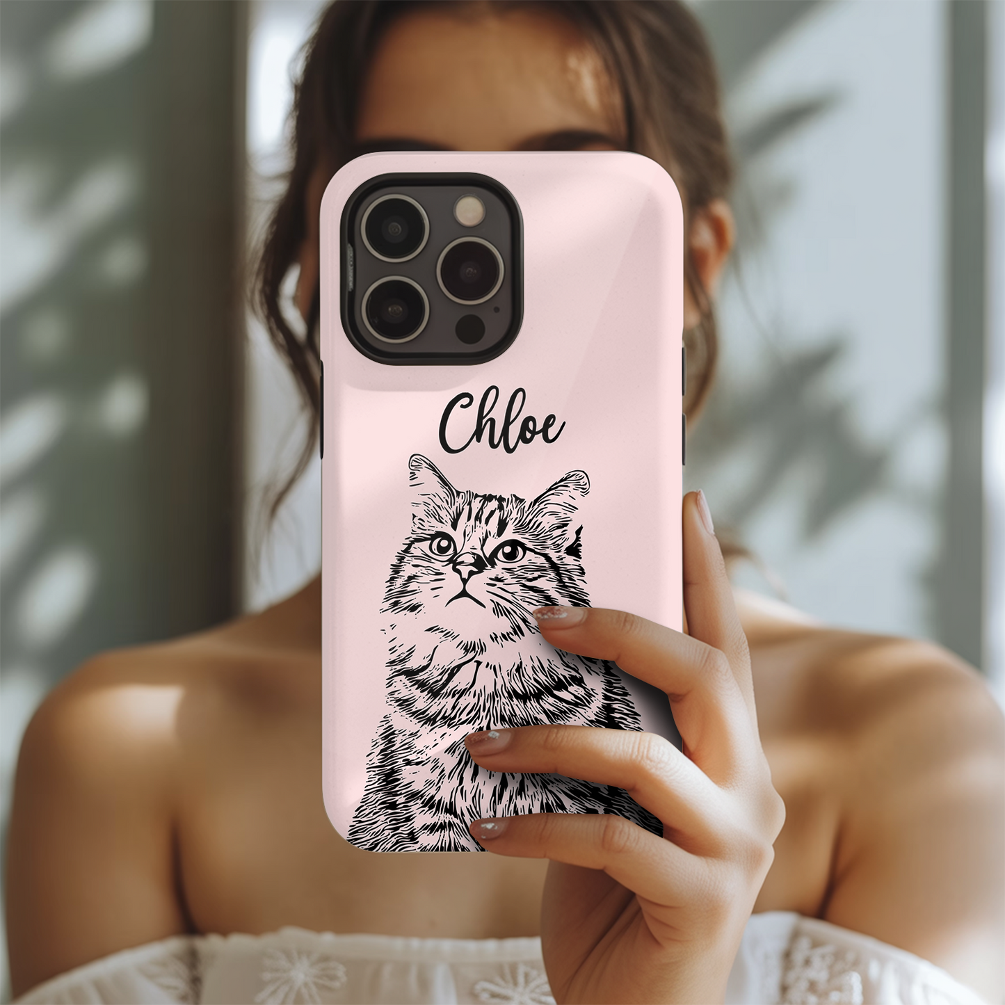 Custom Pet Photo Phone Case, Custom Cat Face Phone Case, Gift for Cat Lover, Pet Memorial, Animal Lovers TNGP018
