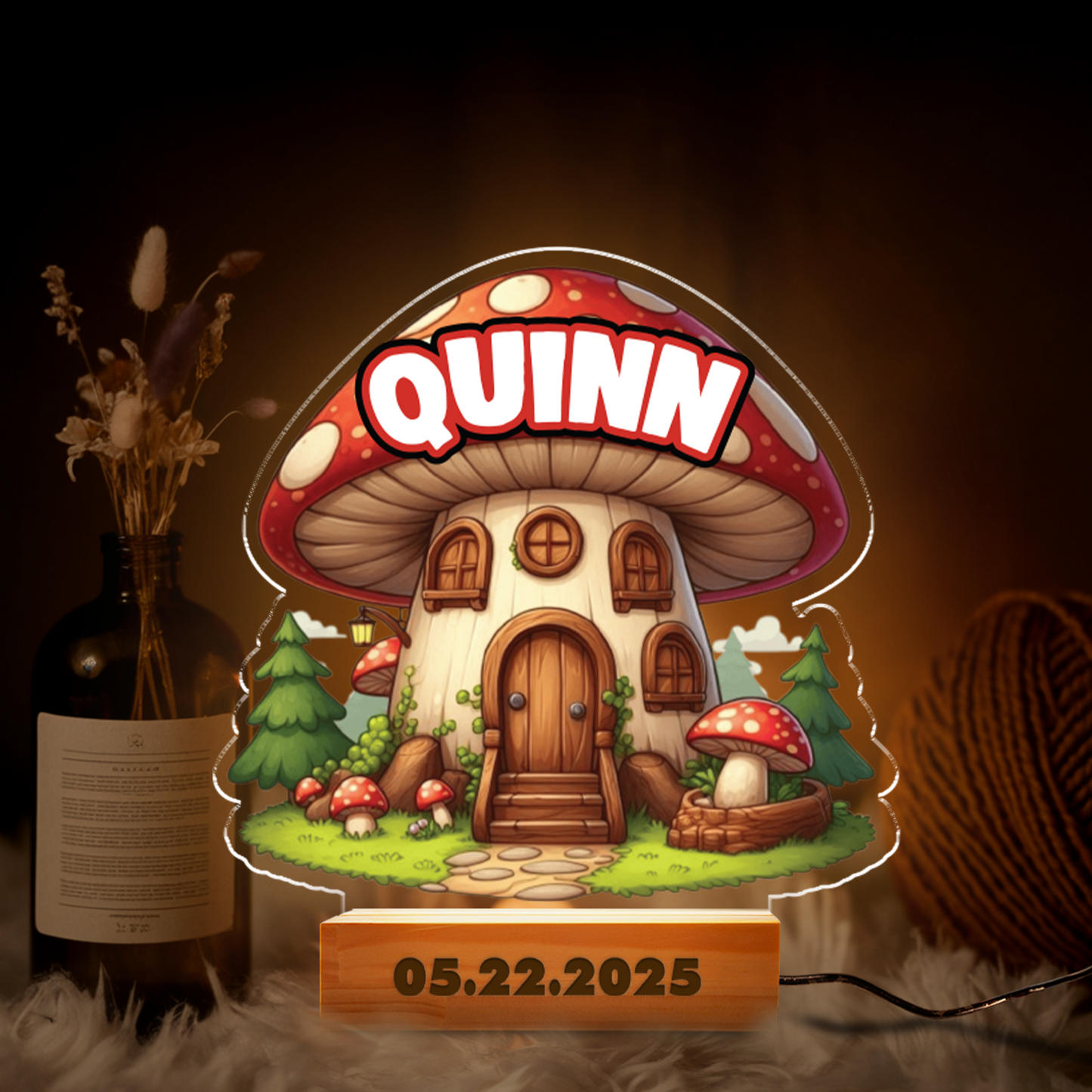 Aeluxlas Personalized Fairy Garden Mushroom House, Birthday Gift, Nursery Gifts, Kids Gift